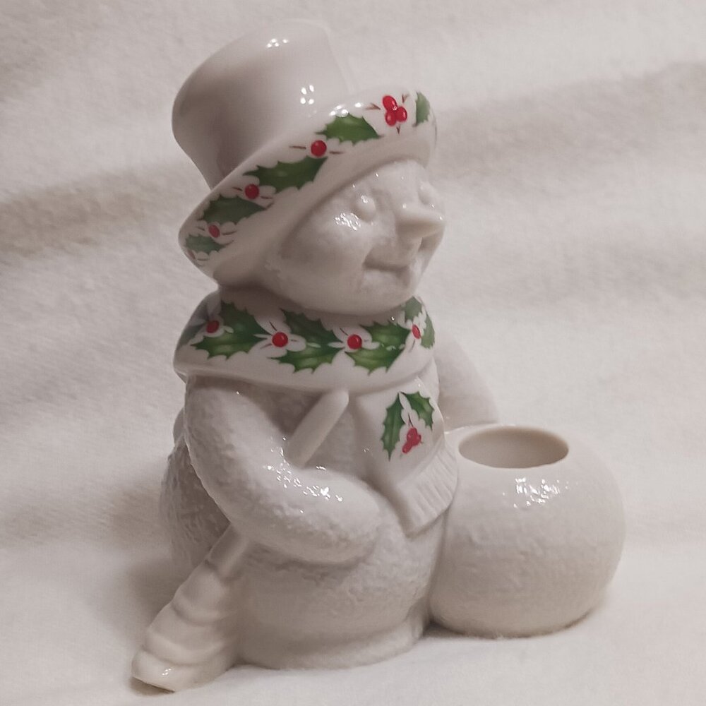 Excellent Condition Lenox Snowman With Taper or Tea Light Candle Holder No Box